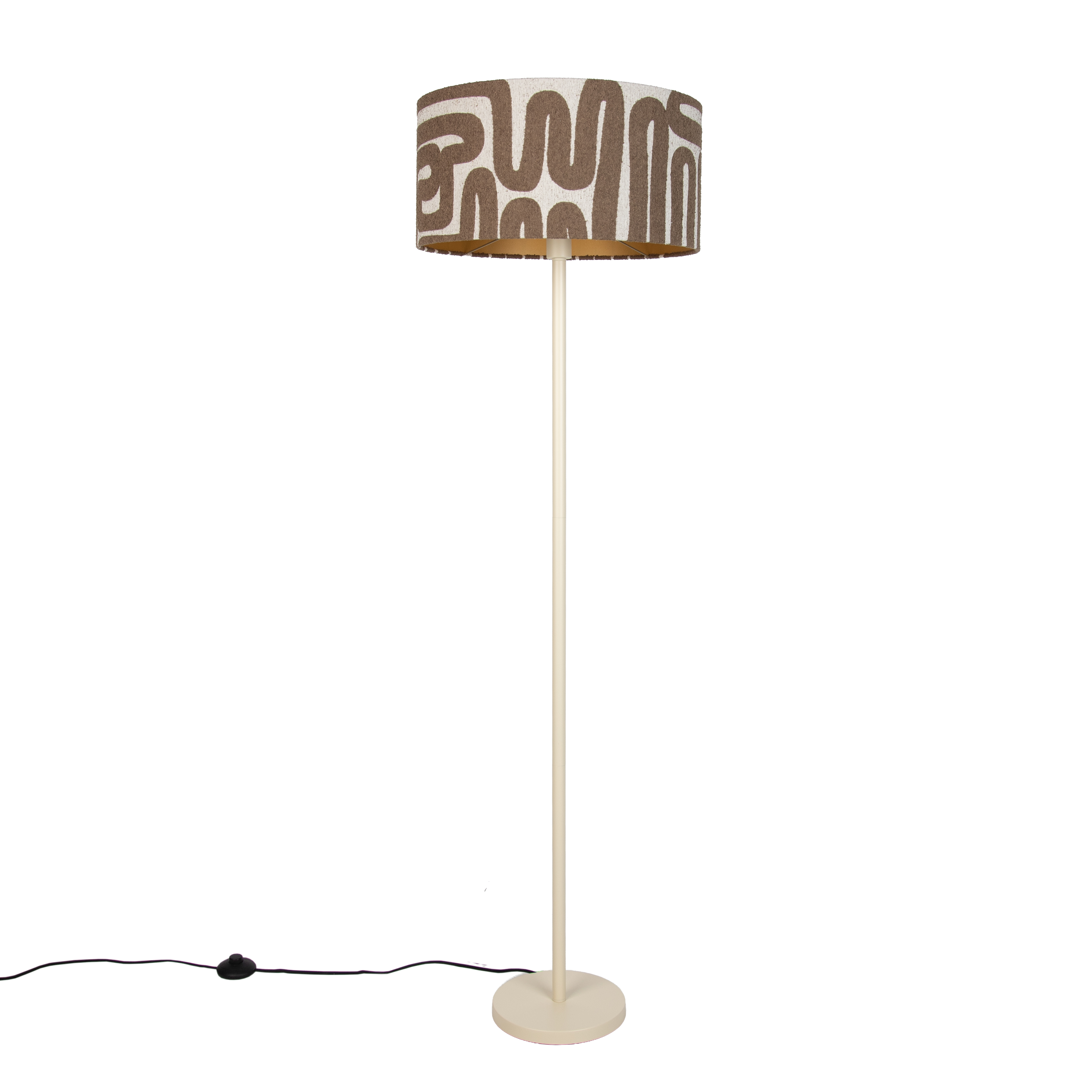 Japandi vloerlamp beige met kap bruin en beige gestreept 50cm - Simplo