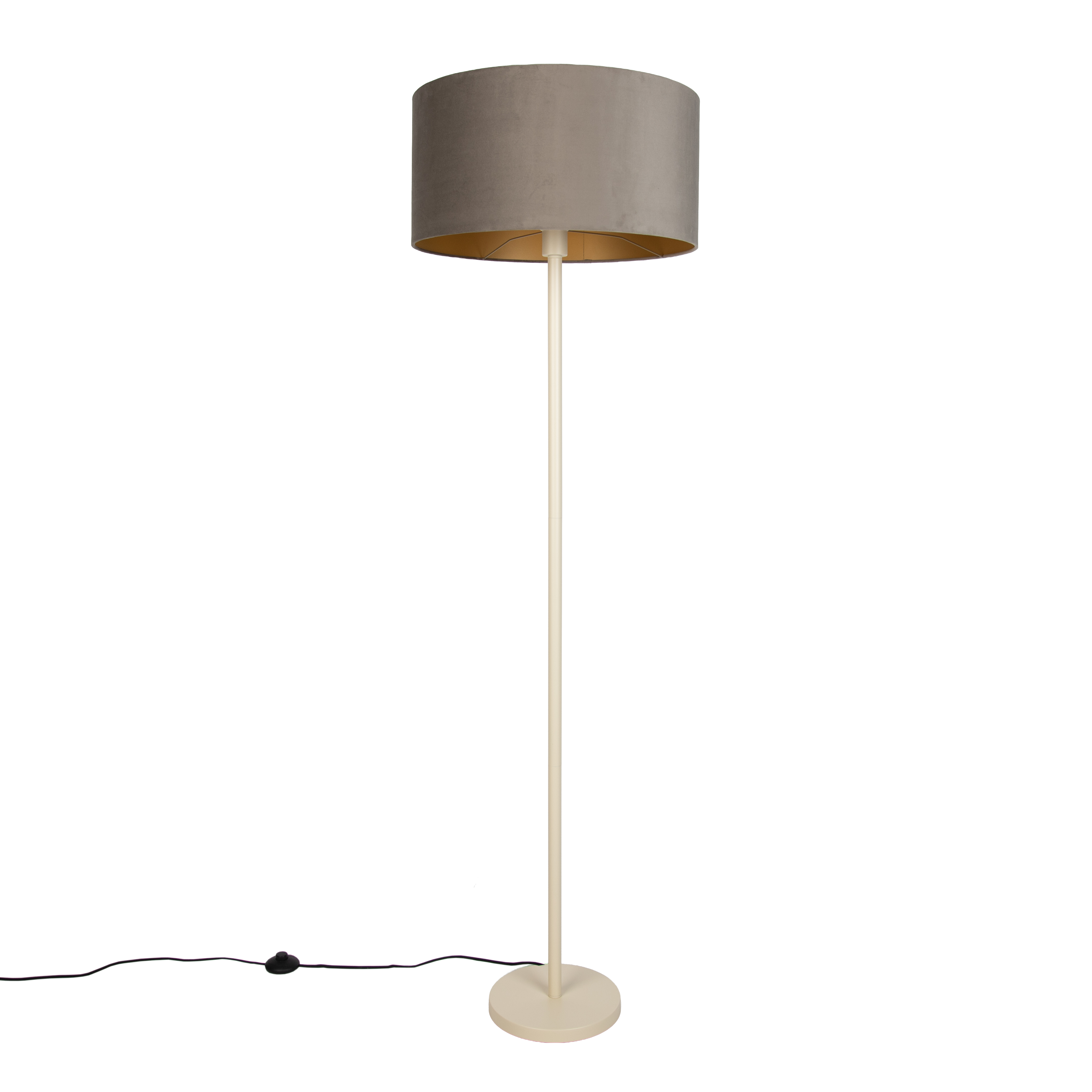 Japandi vloerlamp beige met kap taupe en gouden binnenkant 50cm - Simplo