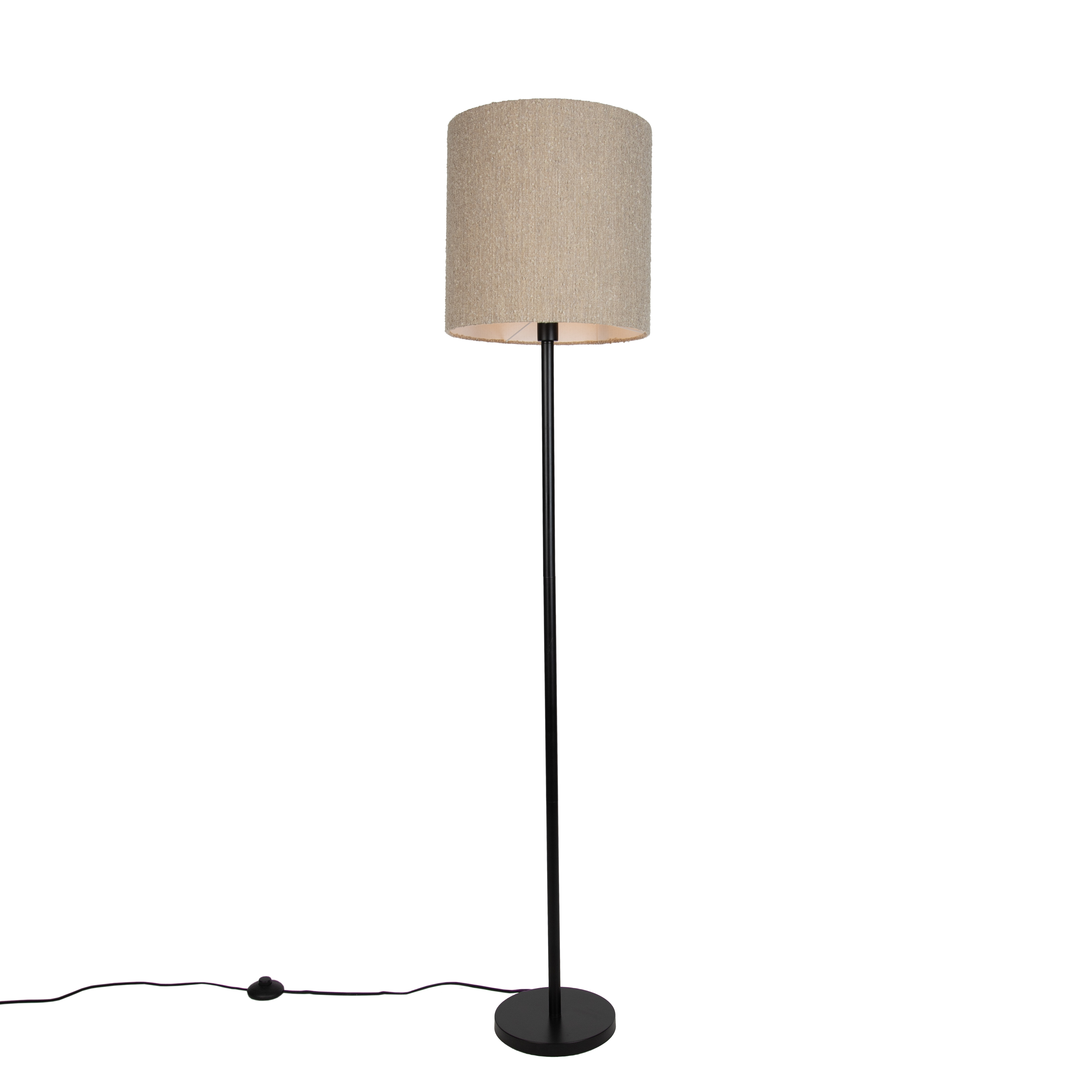 Sodobna stoječa svetilka črna z bež bukle senčnikom 40 cm - Simplo