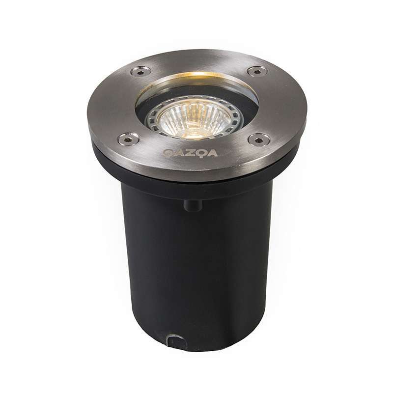 QAZQA Set van 6 buiten grondspots staal IP65 incl LED - Basic Round