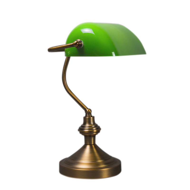 lampe de table/lampe de notaire classique bronze avec verre vert - banker