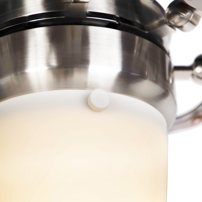 QAZQA Ventilatori Da Soffitto Wings - Moderno - Vetro,Plastico,Acciaio - Acciaio/Bianco/Trasparente - Tondo Max. 1 X Watt 12 Ventilatore da soffitto argento con telecomando - Wings 42 acciaio