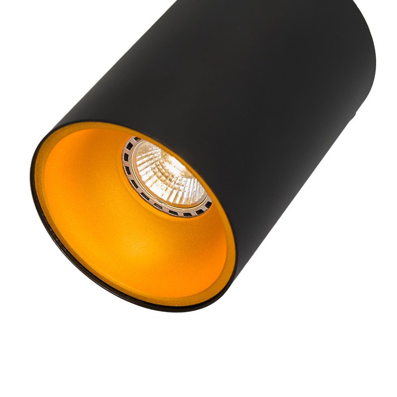 Moderner Strahler Schwarz mit Gold GU10 50mm - Deep