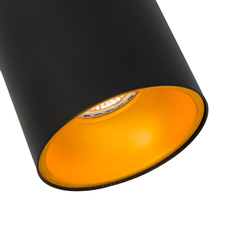 Moderner Strahler Schwarz mit Gold GU10 50mm - Deep