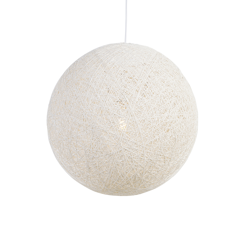 Vidiecka závesná lampa biela 60 cm - Corda