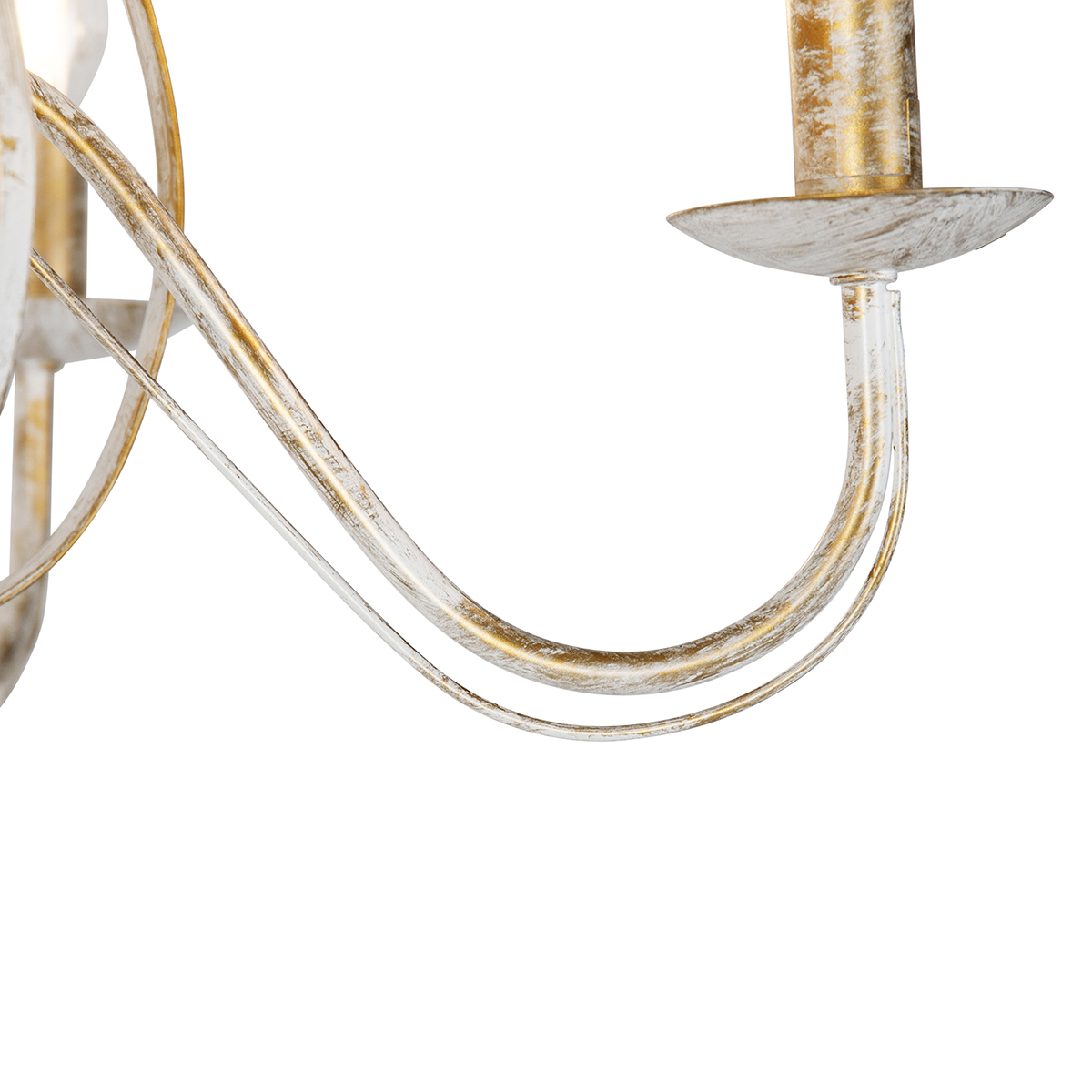 QAZQA + Lampadario Stile Italiano Giuseppe - Rustico - Acciaio - Crema - Tondo Max. 5 X Watt 11 Lampadario bianco - GIUSEPPE 5