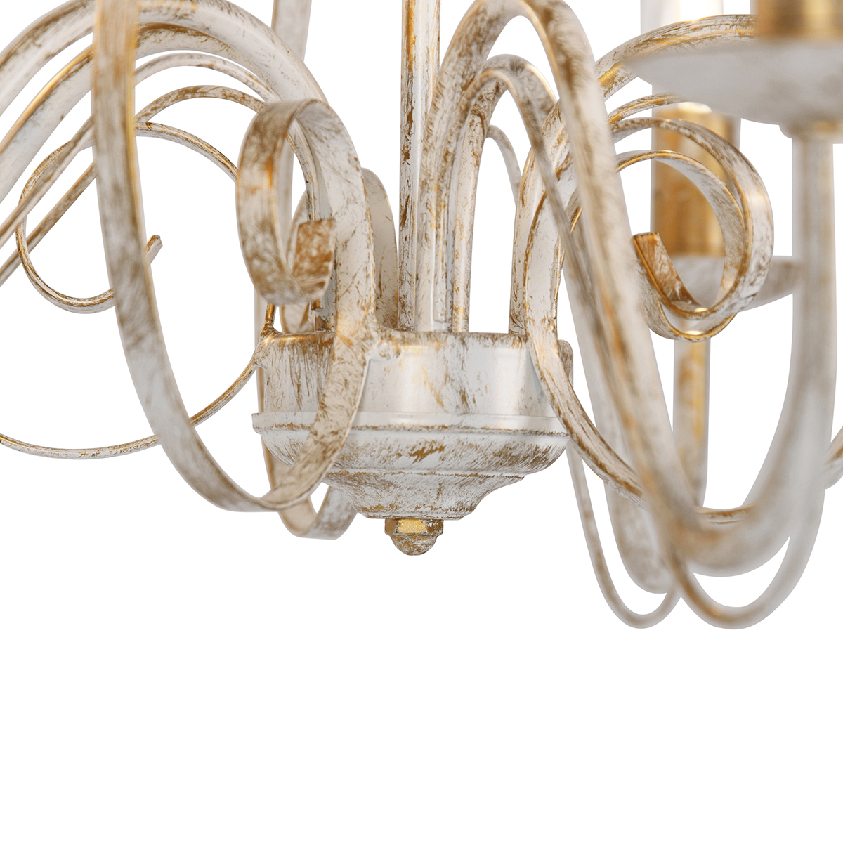 QAZQA + Lampadario Stile Italiano Giuseppe - Rustico - Acciaio - Crema - Tondo Max. 5 X Watt 12 Lampadario bianco - GIUSEPPE 5