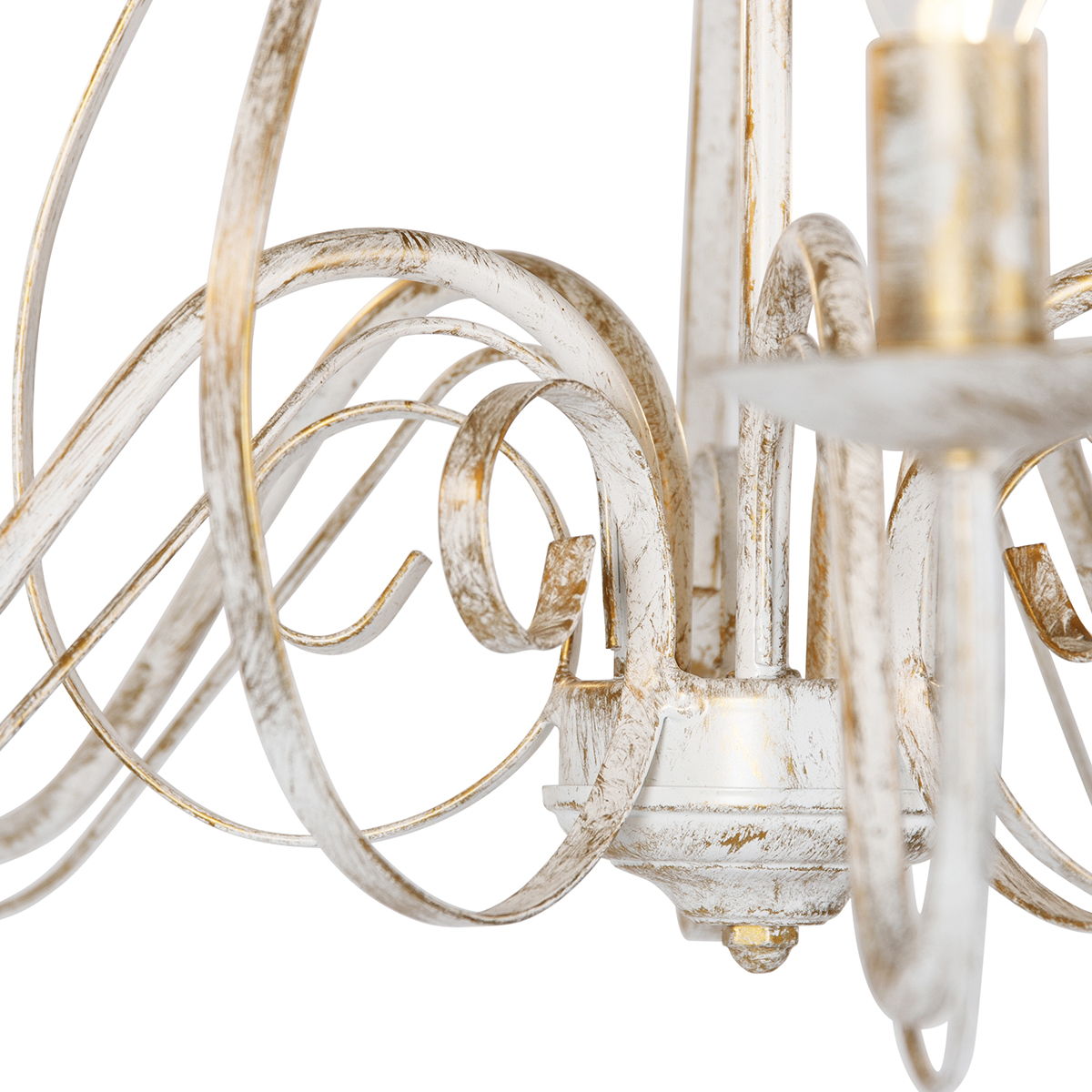 QAZQA + Lampadario Stile Italiano Giuseppe - Rustico - Acciaio - Crema - Tondo Max. 5 X Watt 13 Lampadario bianco - GIUSEPPE 5