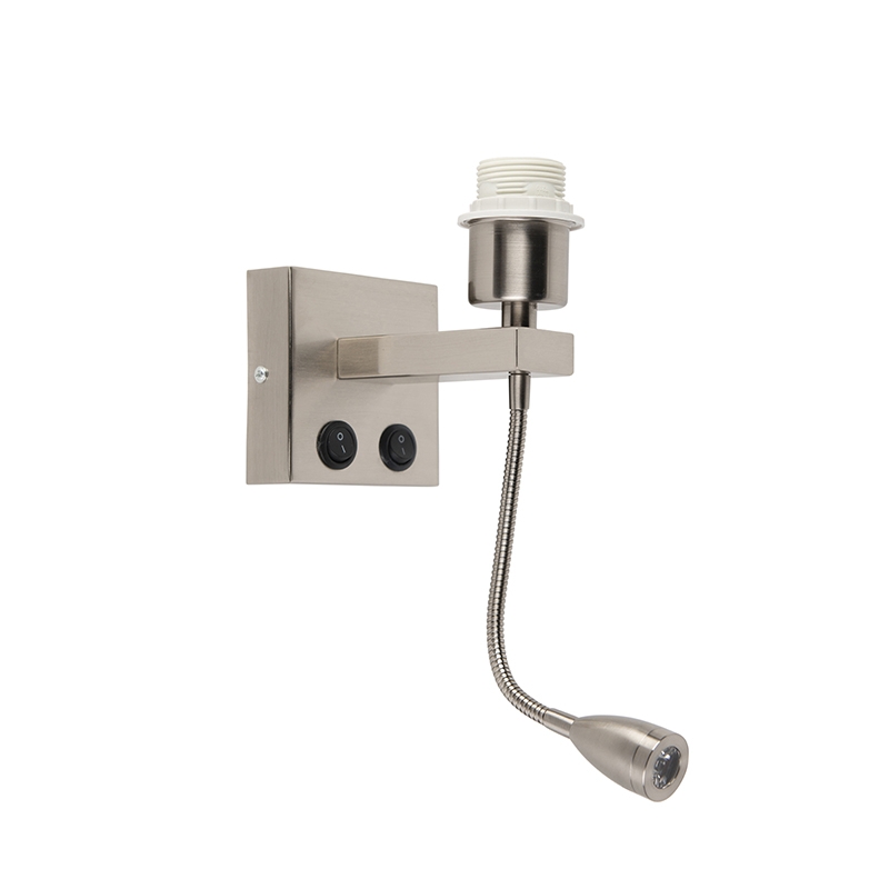 Moderná nástenná lampa oceľ s flexibilným ramenom - Brescia Combi Moderná nástenná lampa oceľ s flexibilným ramenom - Brescia Combi