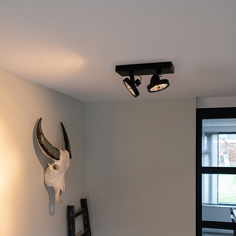 Design spot zwart verstelbaar 2-lichts incl. LED - Go Design spot zwart verstelbaar 2-lichts incl. LED - Go