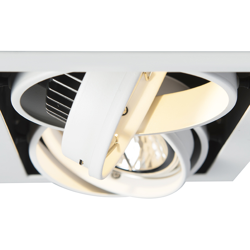 Ensemble de 6 spots encastrables blancs AR111 orientables 2 lumières - Oneon