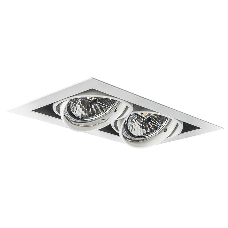 Ensemble de 6 spots encastrables blancs AR111 orientables 2 lumières - Oneon