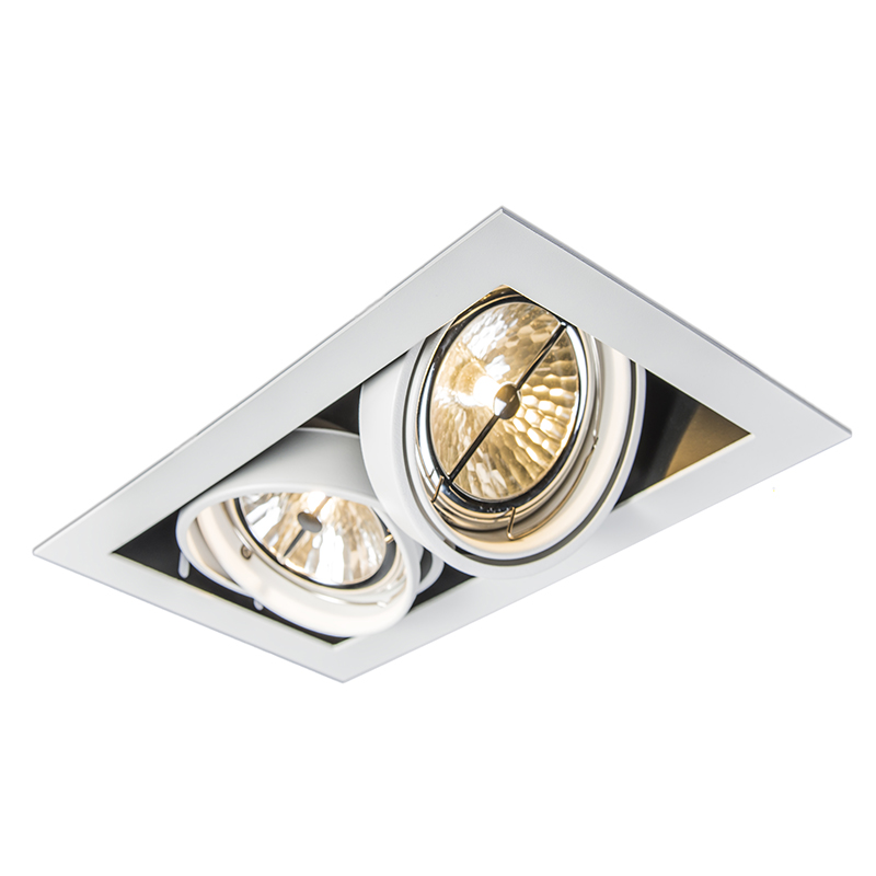 Biele zapustené bodové svetlo AR111 nastaviteľné 2 svetlá - Oneon Biele zapustené bodové svetlo AR111 nastaviteľné 2 svetlá - Oneon