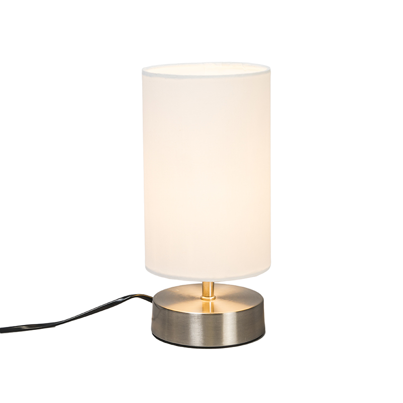 Levně Moderní stolní lampa bílá kulatá 12 cm stmívatelná - Milo 2