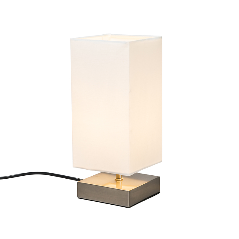 Levně Moderní stolní lampa bílá s ocelí - Milo
