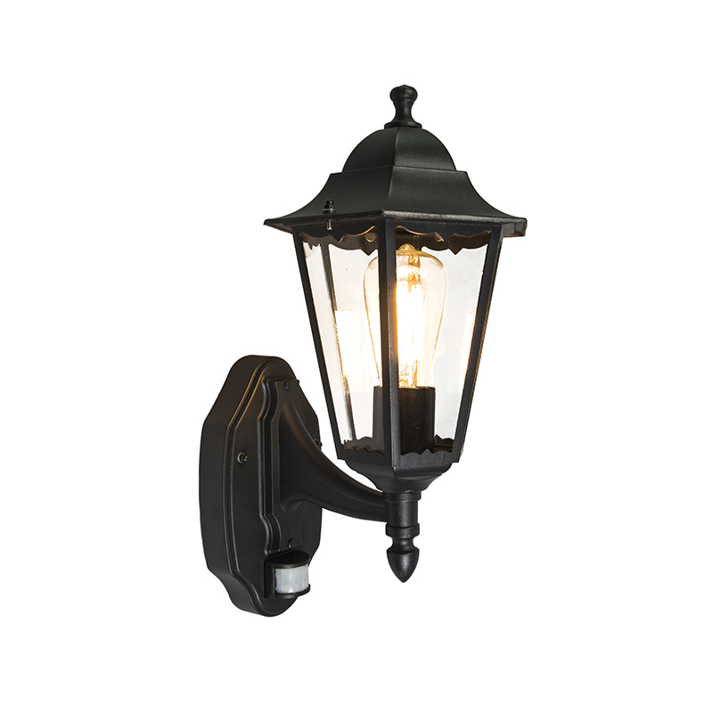 Vonkajšia nástenná lampa čierna s pohybovým senzorom IP44 - New Orleans up Vonkajšia nástenná lampa čierna s pohybovým senzorom IP44 - New Orleans up