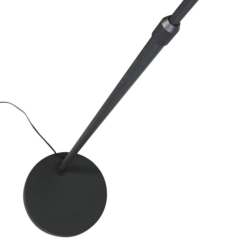 lampe à arc moderne noire avec abat-jour en tissu noir - arc basic