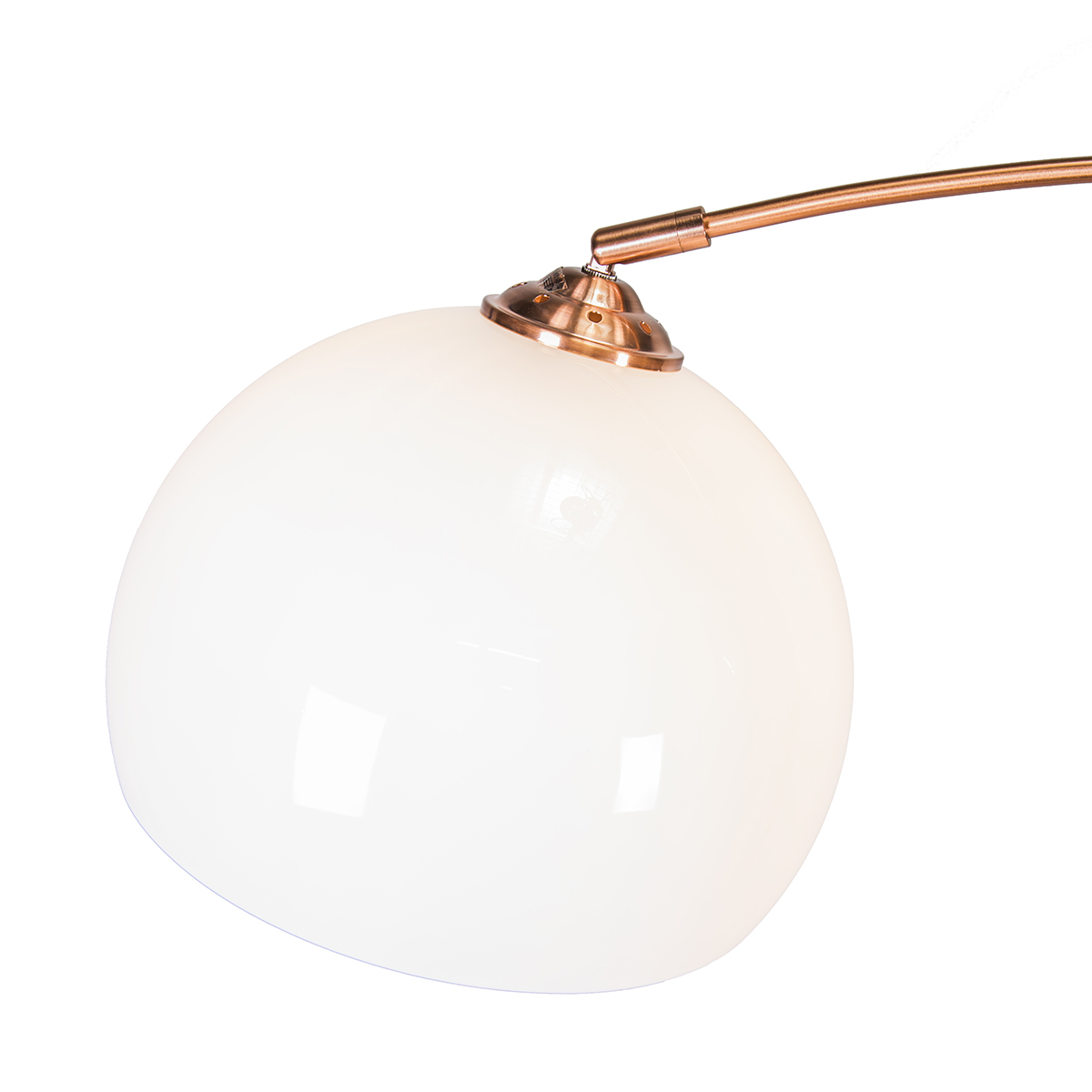 lampe à arc moderne en cuivre avec abat-jour blanc - arc basic