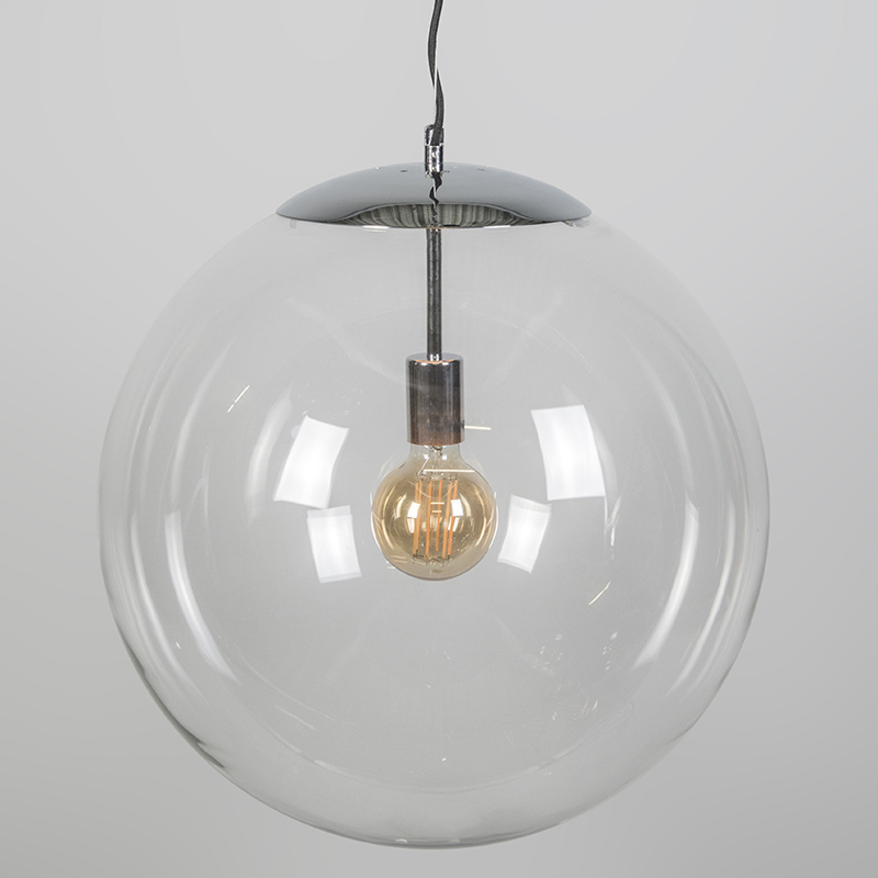 suspension scandinave chrome avec verre clair - ball 50