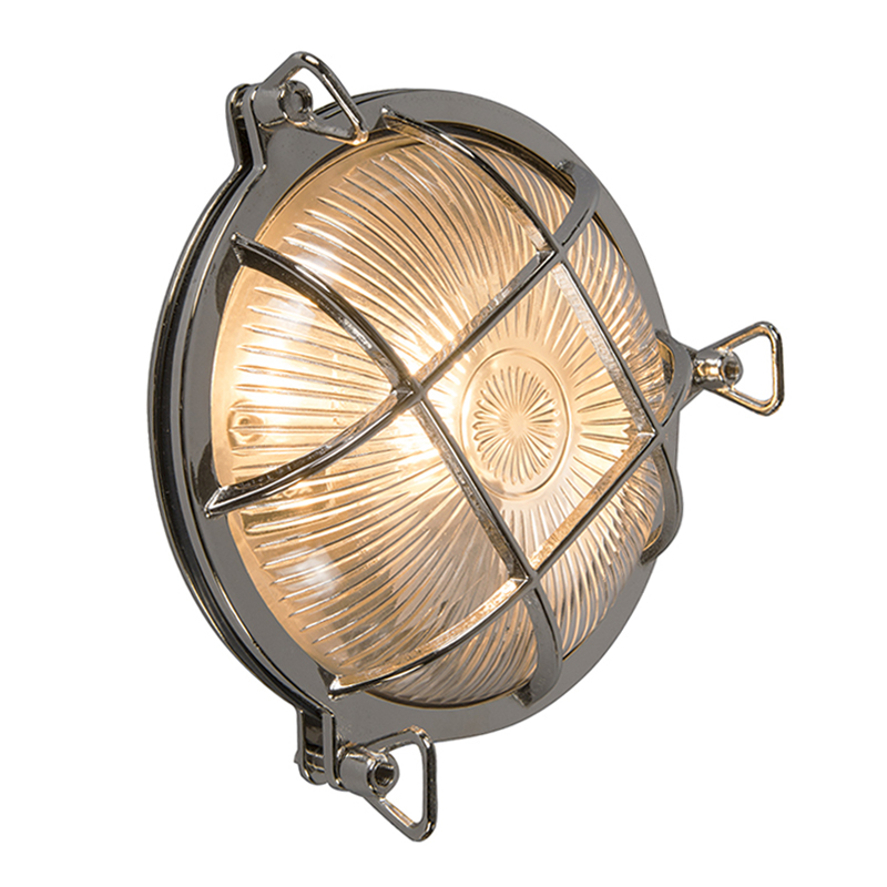 QAZQA Retro wandlamp chroom IP44 - Nautica rond