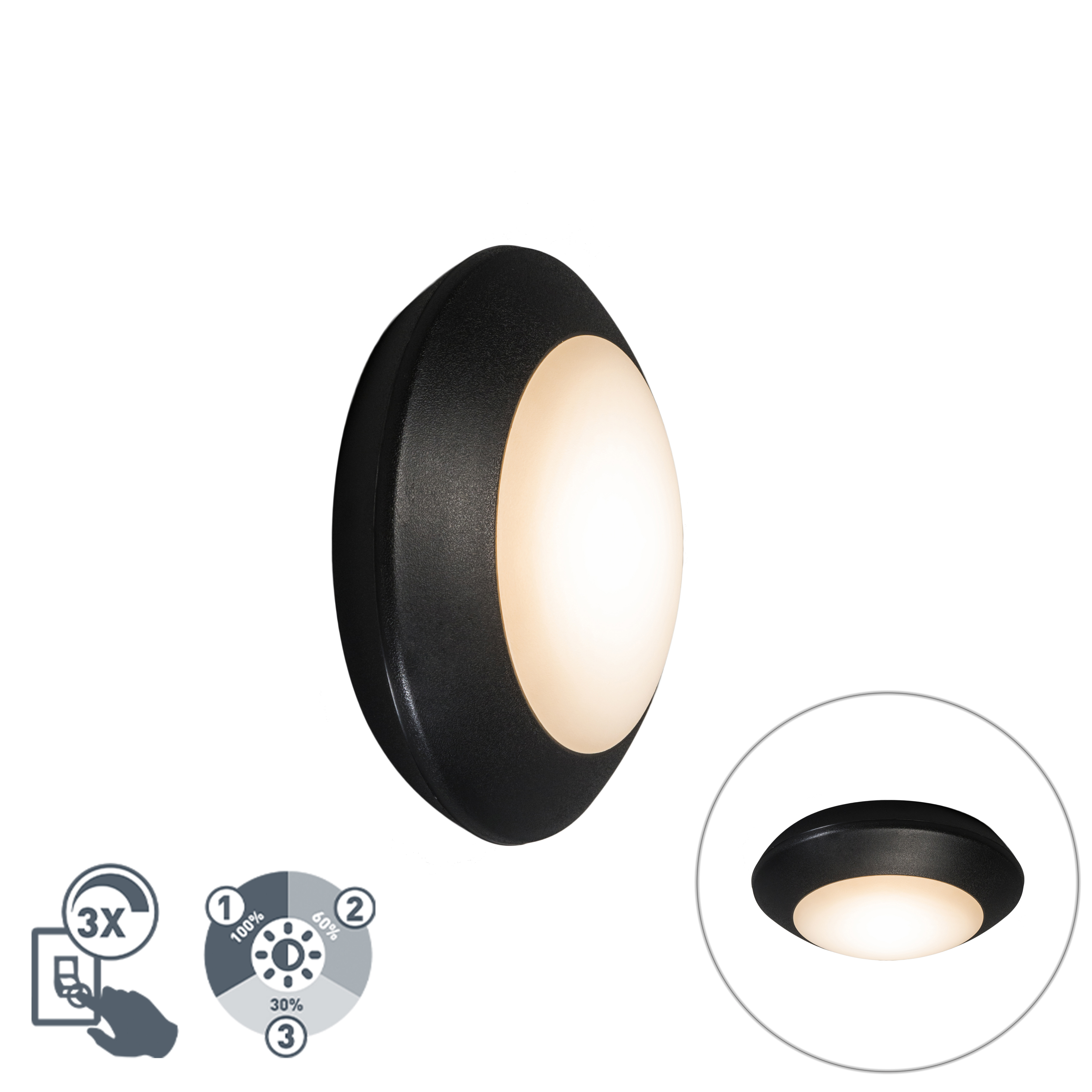 Nowoczesna lampa sufitowa czarna IP65 - Bertina
