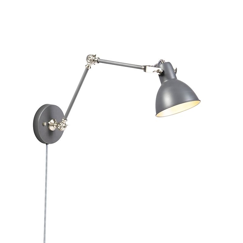 Industrile wandlamp grijs verstelbaar - Dazzle