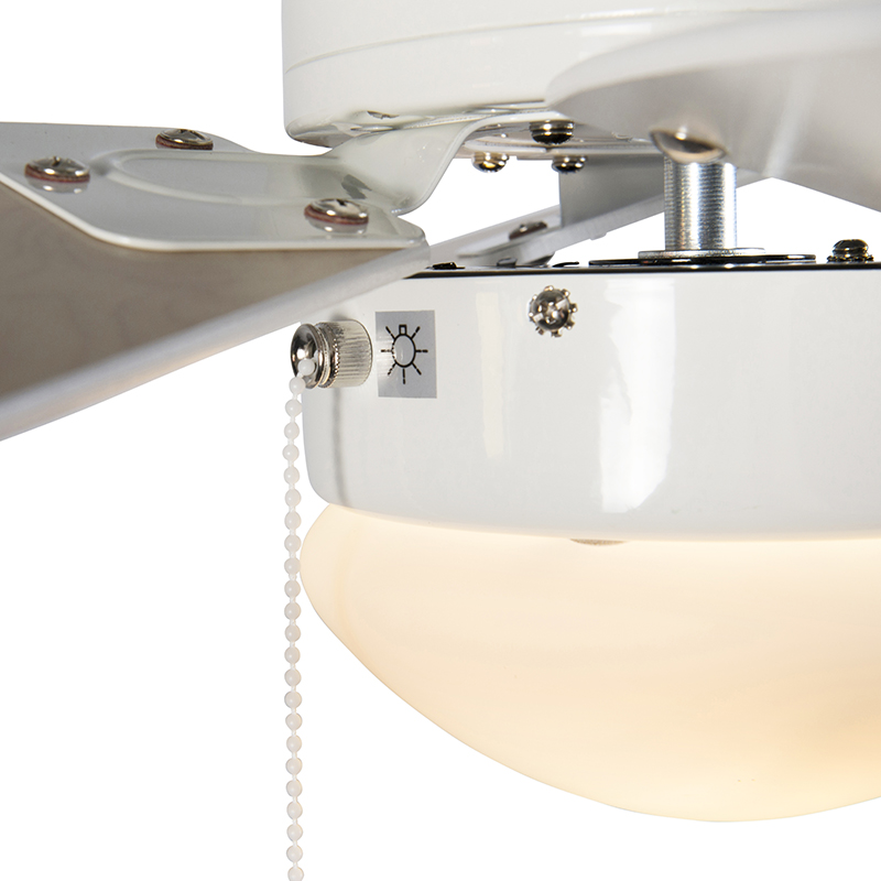 Ceiling Fan White with Wood Print 80cm with Pull Switch - Fresh