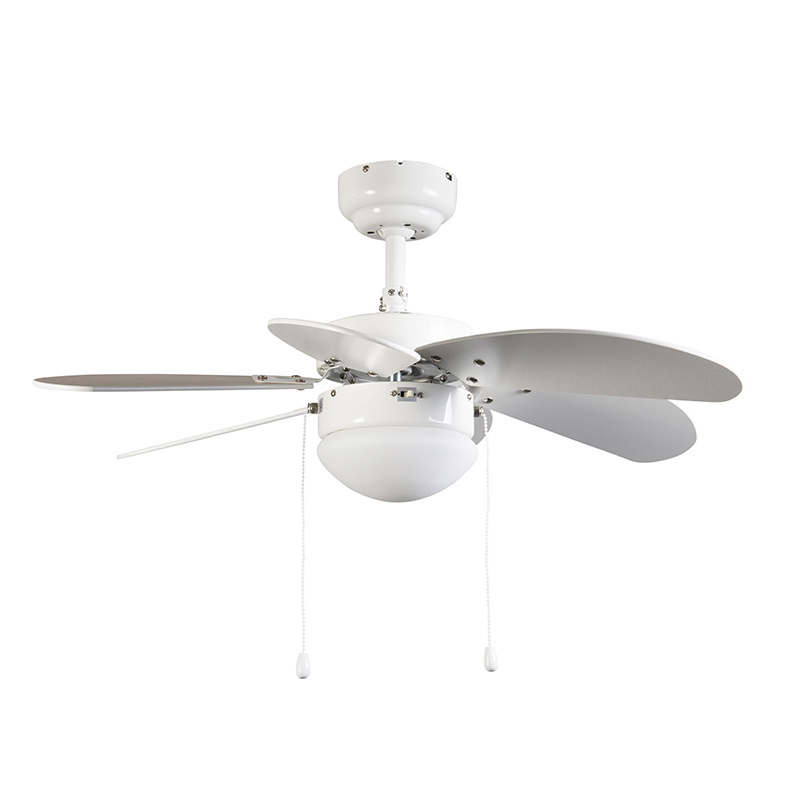 Ventilador de techo blanco con estampado de madera de 80 cm con interruptor de cadena - Fresh