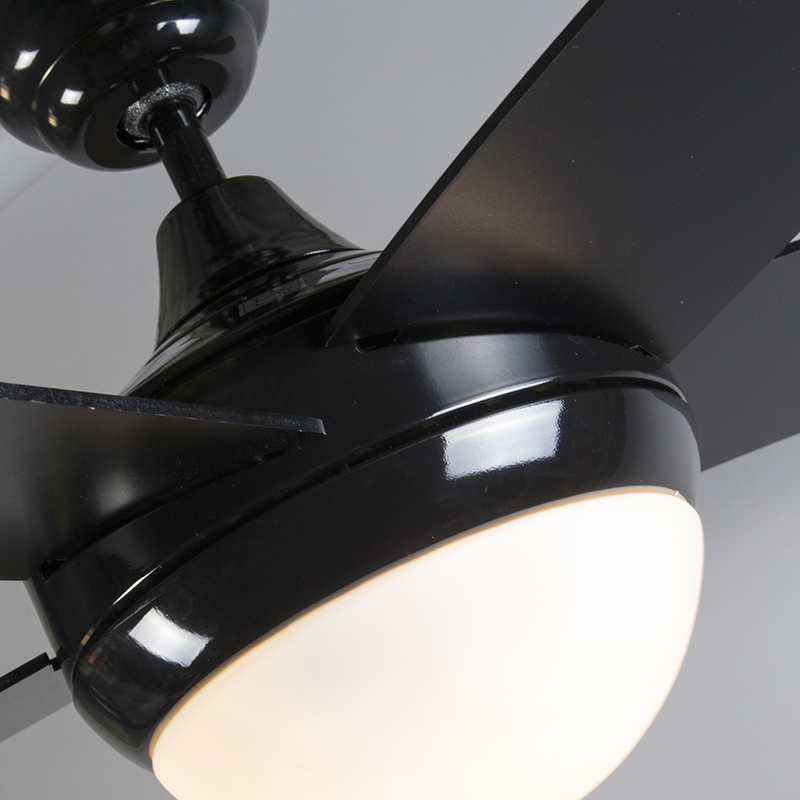 Deckenventilator schwarz mit Holzprint 132cm mit Fernbedienung - Cool