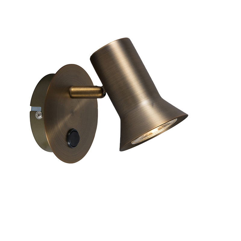 Spot mural pivotant et inclinable en bronze avec interrupteur - Karin 1