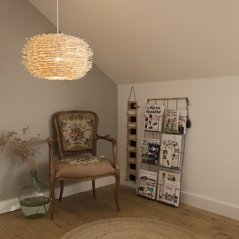 Landelijke hanglamp wit rotan - Hatch 45 Landelijke hanglamp wit rotan - Hatch 45