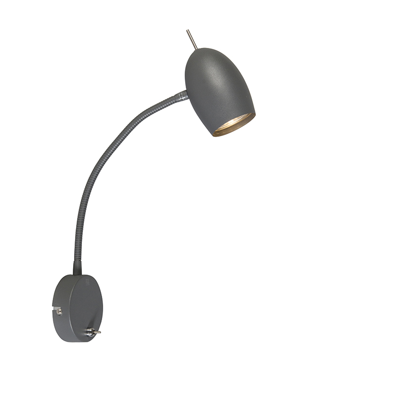 Design wandlamp donkergrijs met flexarm - Egg
