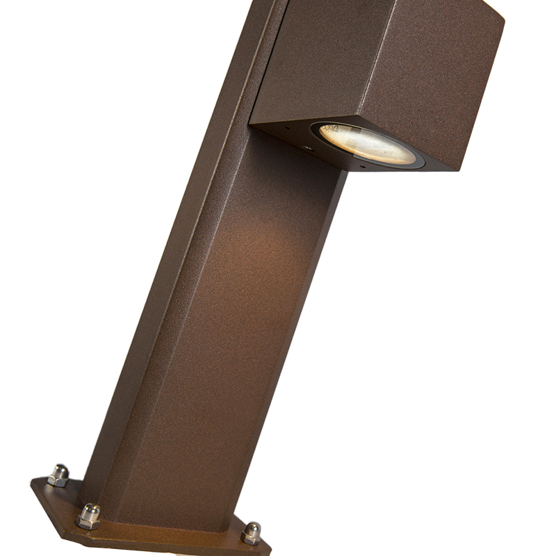 QAZQA + Palo Da Terrazza Baleno - Moderno - Alluminio,Vetro - Ruggine - Oblungo Max. 1 X Watt 11 Lampada da esterno industriale in piedi marrone ruggine 30 cm IP44 - Baleno