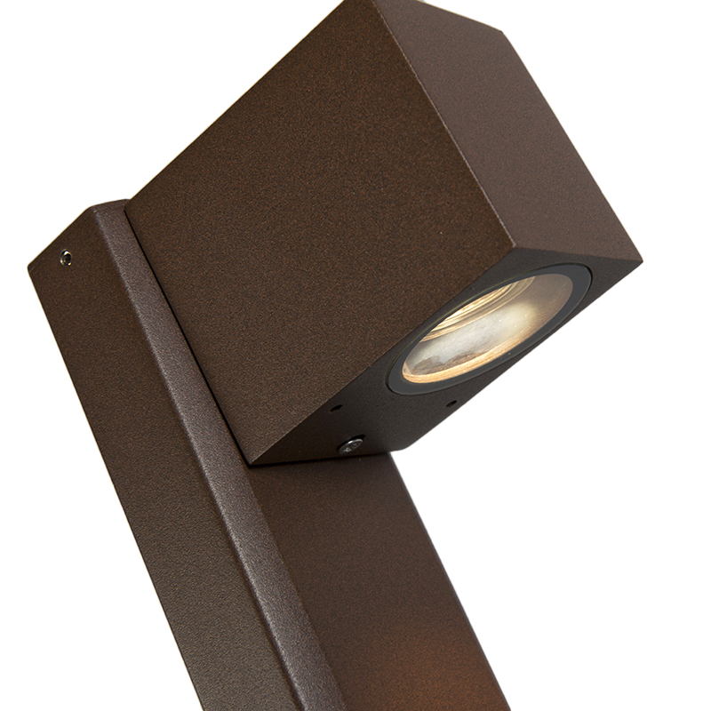 QAZQA + Palo Da Giardino Baleno - Moderno - Alluminio,Vetro - Ruggine - Oblungo Max. 1 X Watt 11 Lampada da esterno industriale in piedi marrone ruggine 65 cm IP44 - Baleno