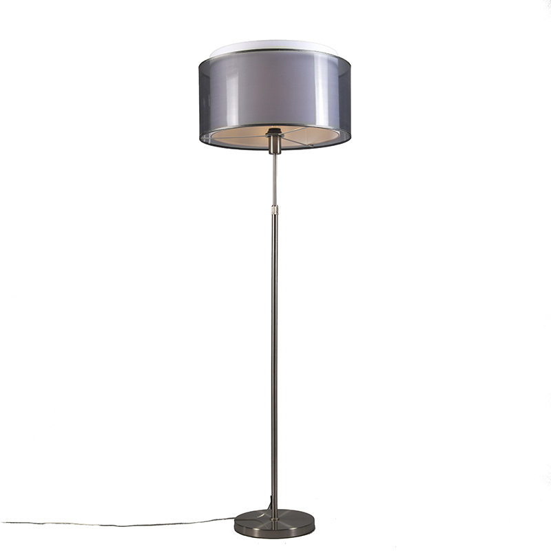 Stojacia lampa oceľová s čierno/bielym tienidlom 45 cm nastaviteľná - Parte