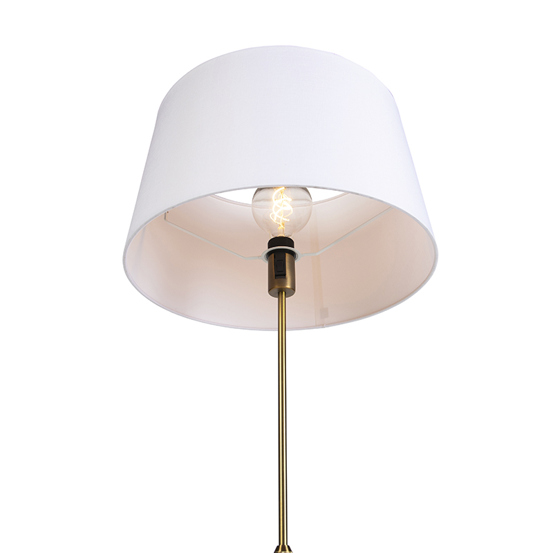 lampadaire en bronze avec abat-jour en lin blanc 45 cm réglable - parte