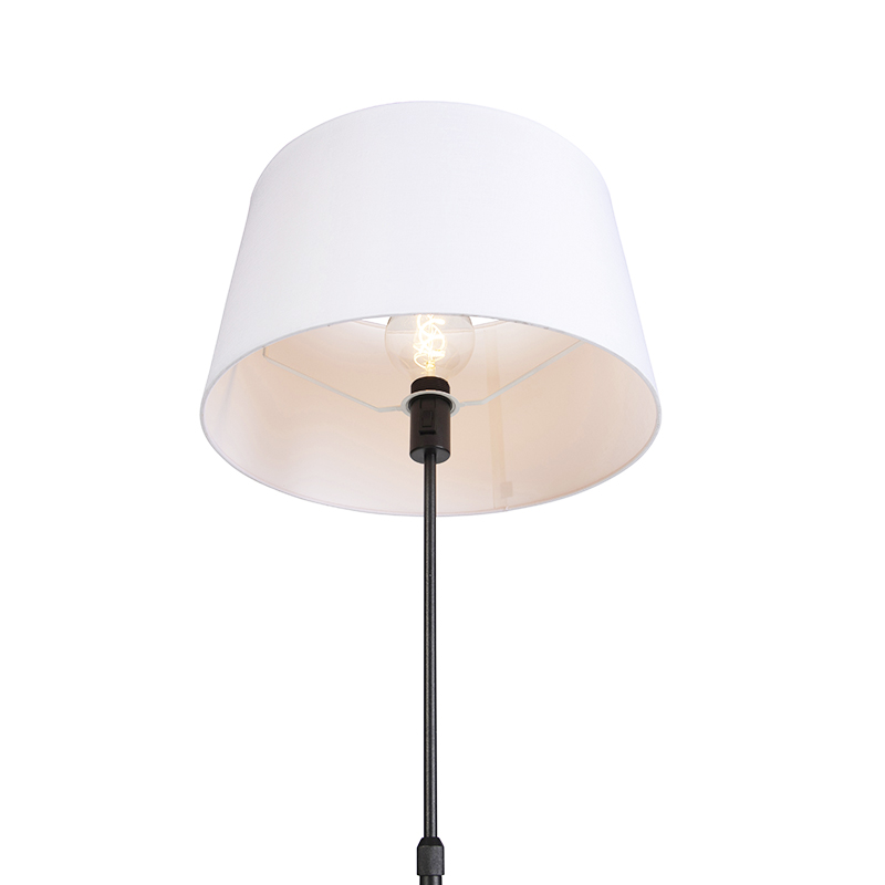 lampadaire noir avec abat-jour en lin blanc 45 cm réglable - parte