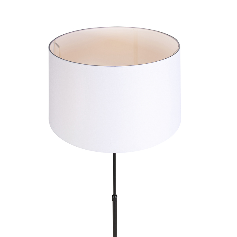 lampadaire noir avec abat-jour en lin blanc 45 cm réglable - parte