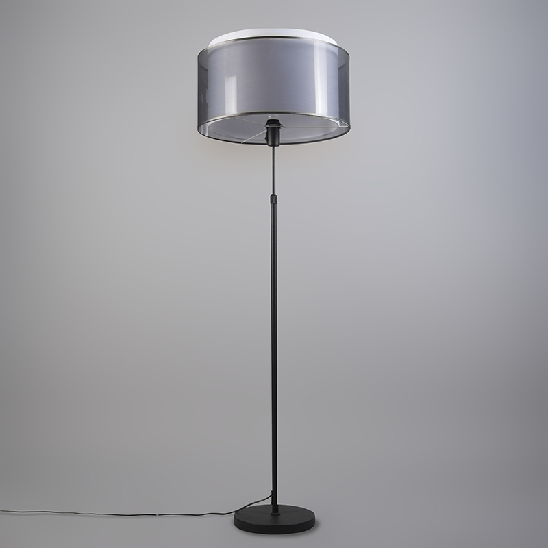 lampadaire noir avec abat-jour noir / blanc 47 cm réglable - parte