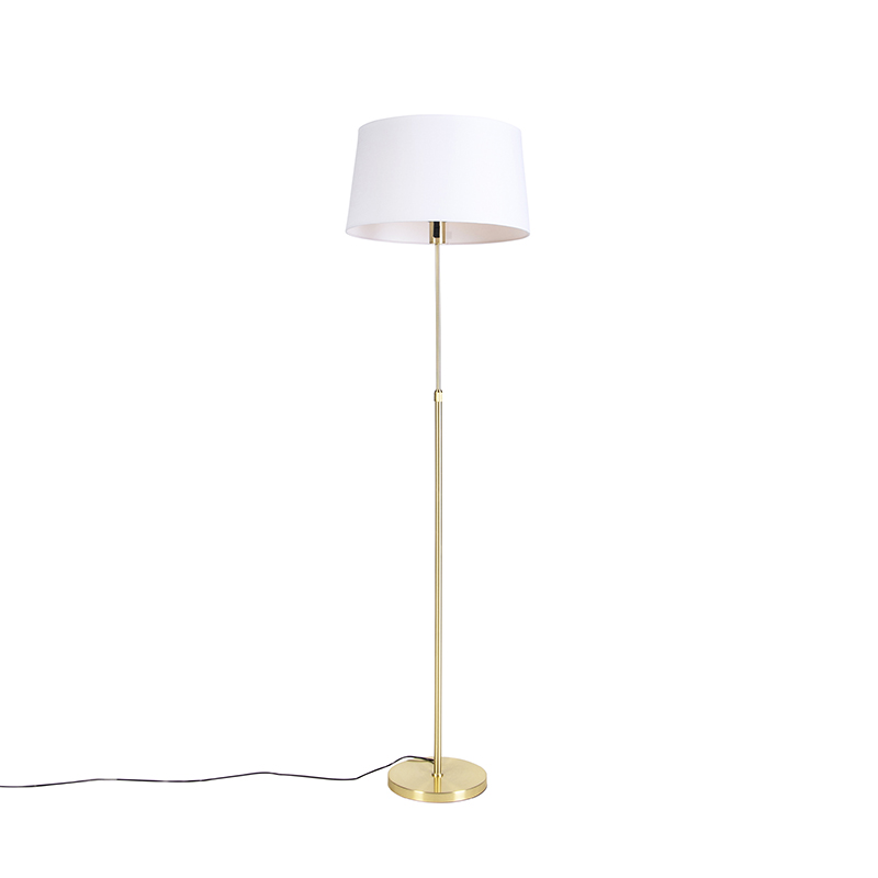 Stojacia lampa zlatá / mosadz s ľanovým tienidlom biela 45 cm - Parte