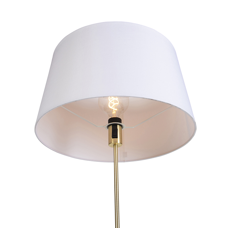 lampadaire or / laiton avec abat-jour en lin blanc 45 cm - parte