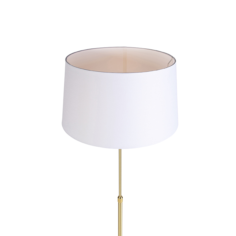 lampadaire or / laiton avec abat-jour en lin blanc 45 cm - parte