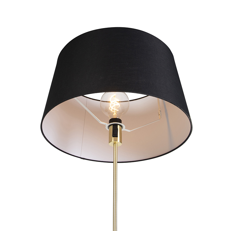 lampadaire or / laiton avec abat-jour en lin noir 45 cm - parte