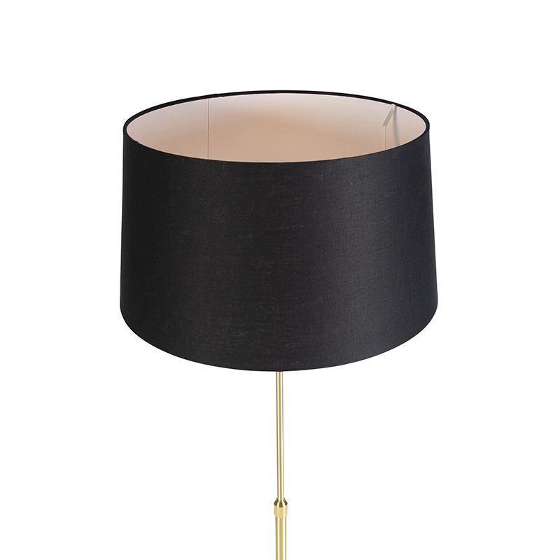 lampadaire or / laiton avec abat-jour en lin noir 45 cm - parte