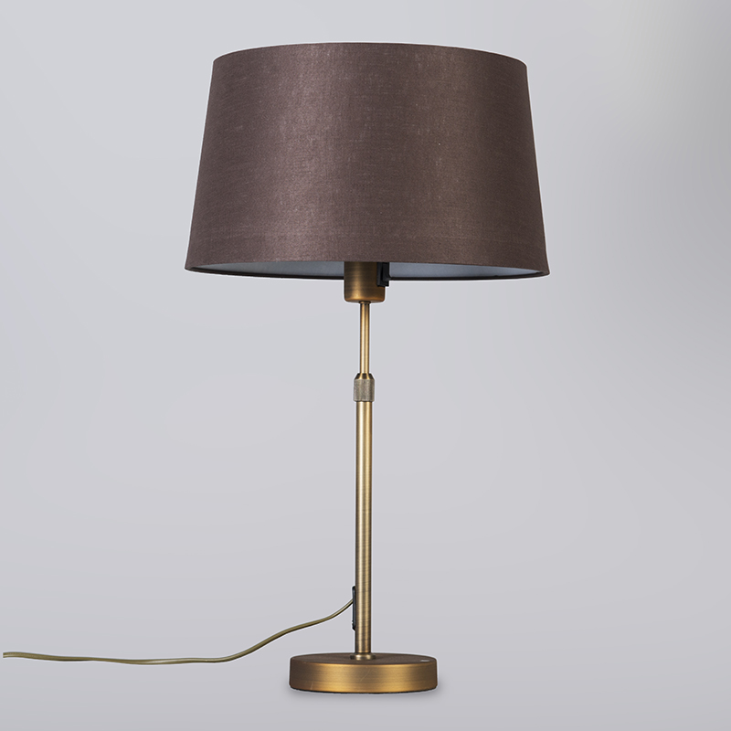 lampe de table bronze avec abat-jour marron 35 cm réglable - parte