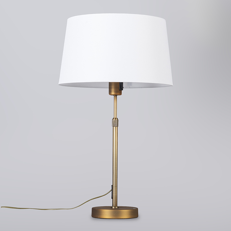 lampe de table bronze avec abat-jour blanc 35 cm réglable - parte