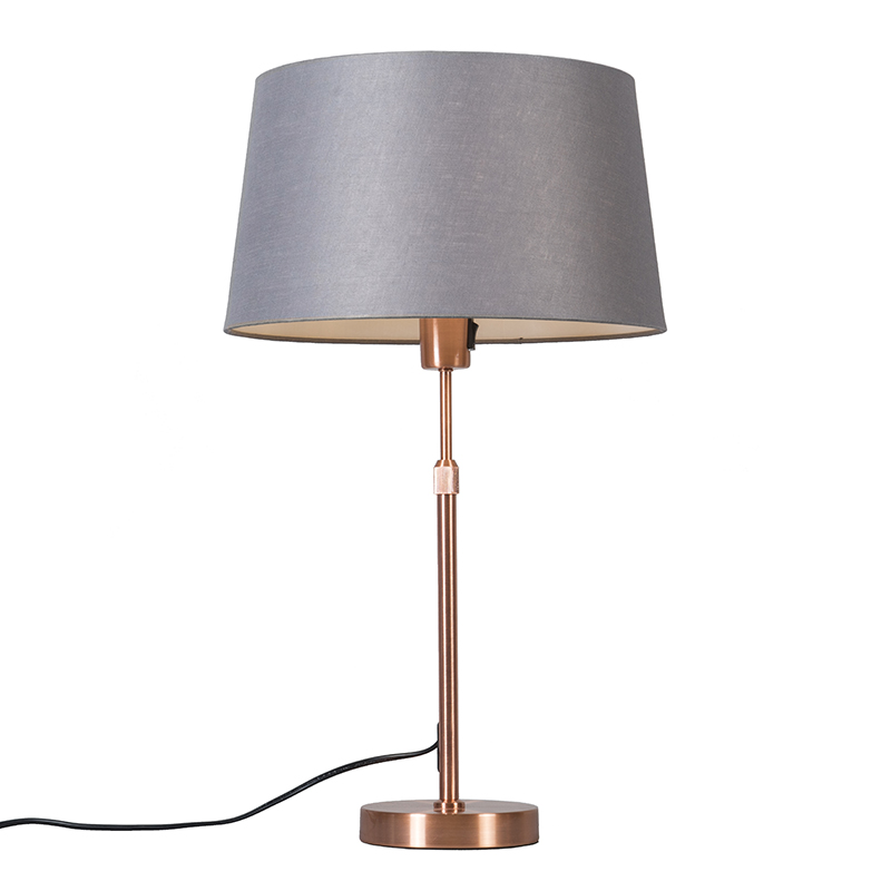 Bordlampe kobber med skyggrå 35 cm justerbar – Parte