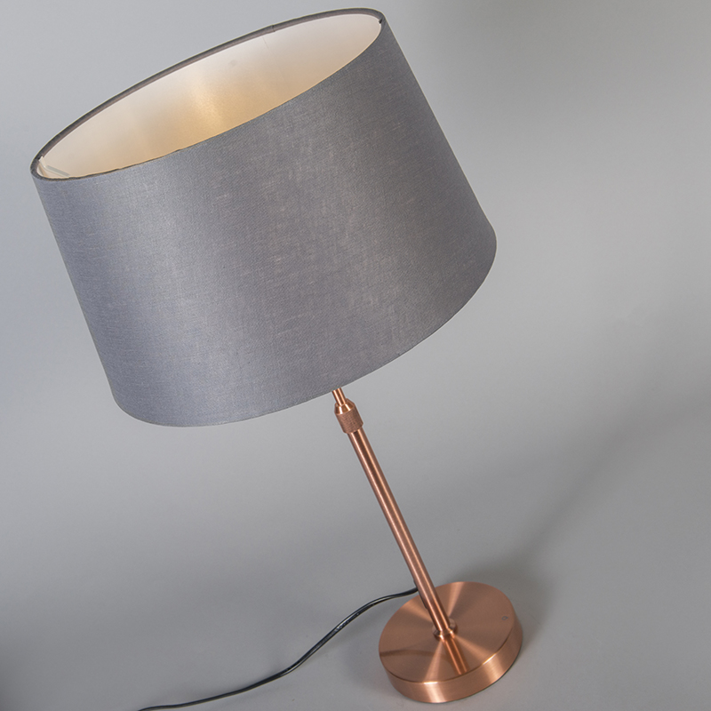 lampe de table en cuivre avec abat-jour gris 35 cm réglable - parte