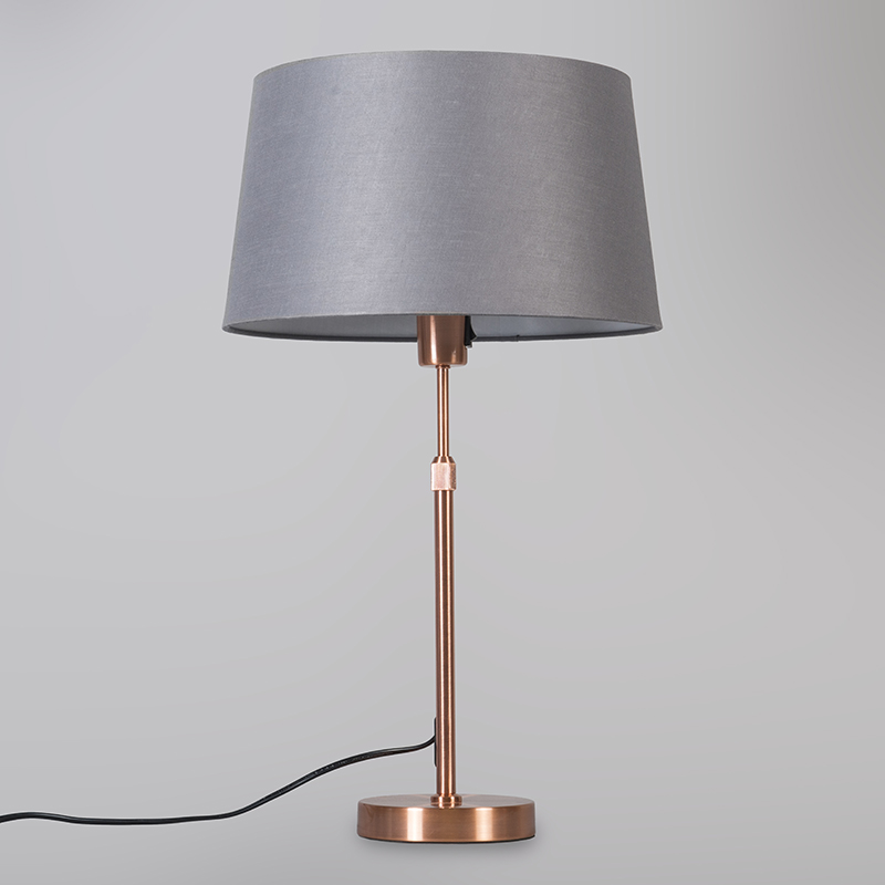 lampe de table en cuivre avec abat-jour gris 35 cm réglable - parte