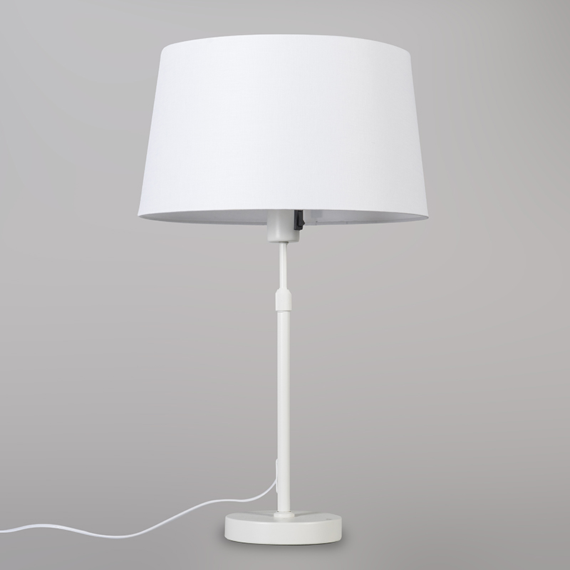 lampe de table blanc avec abat-jour blanc 35 cm réglable - parte